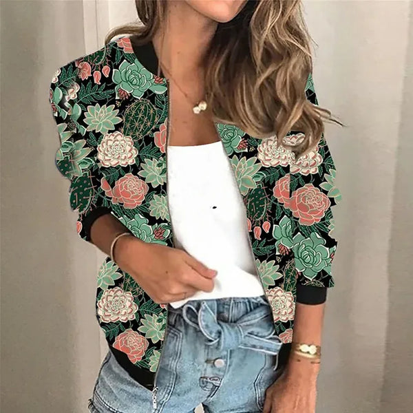 Estelle | Women's Zip up Sweater Knitted Floral