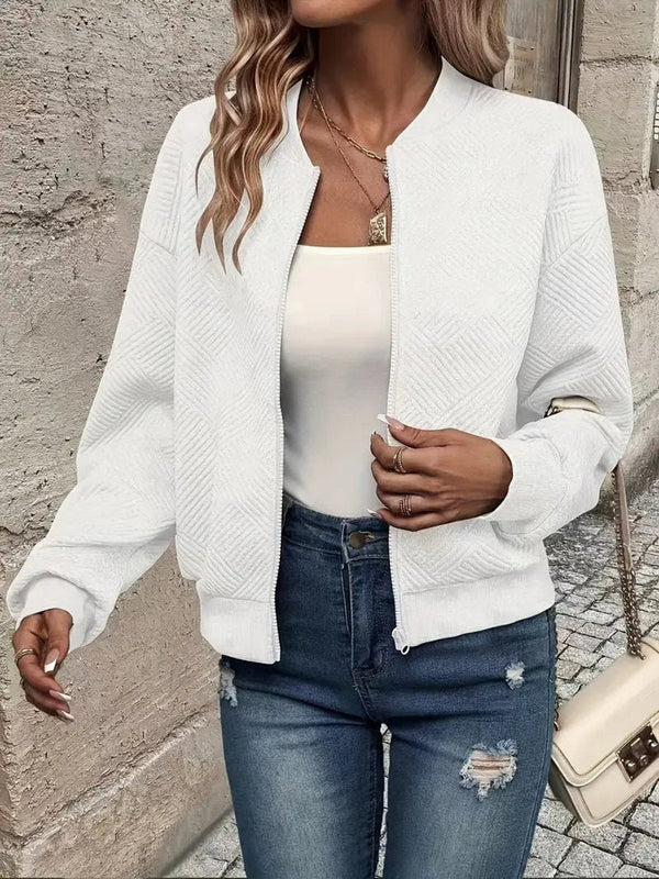 Etta | Women's Cropped Quilted Zip up Sweater