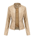 Adelia | Women's Mandarin Collar Leather Jacket Faux