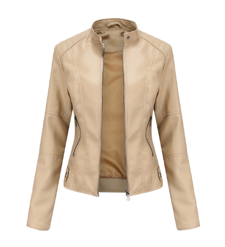 Adelia | Women's Mandarin Collar Leather Jacket Faux