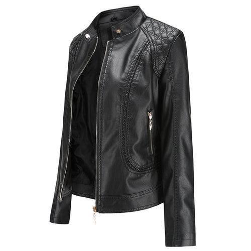 Alba | Women's Fitted Leather Jacket Faux Cropped