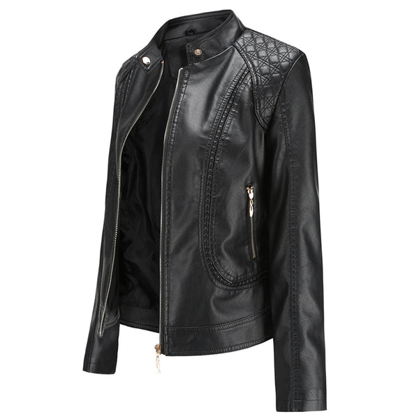 Alba | Women's Fitted Leather Jacket Faux Cropped