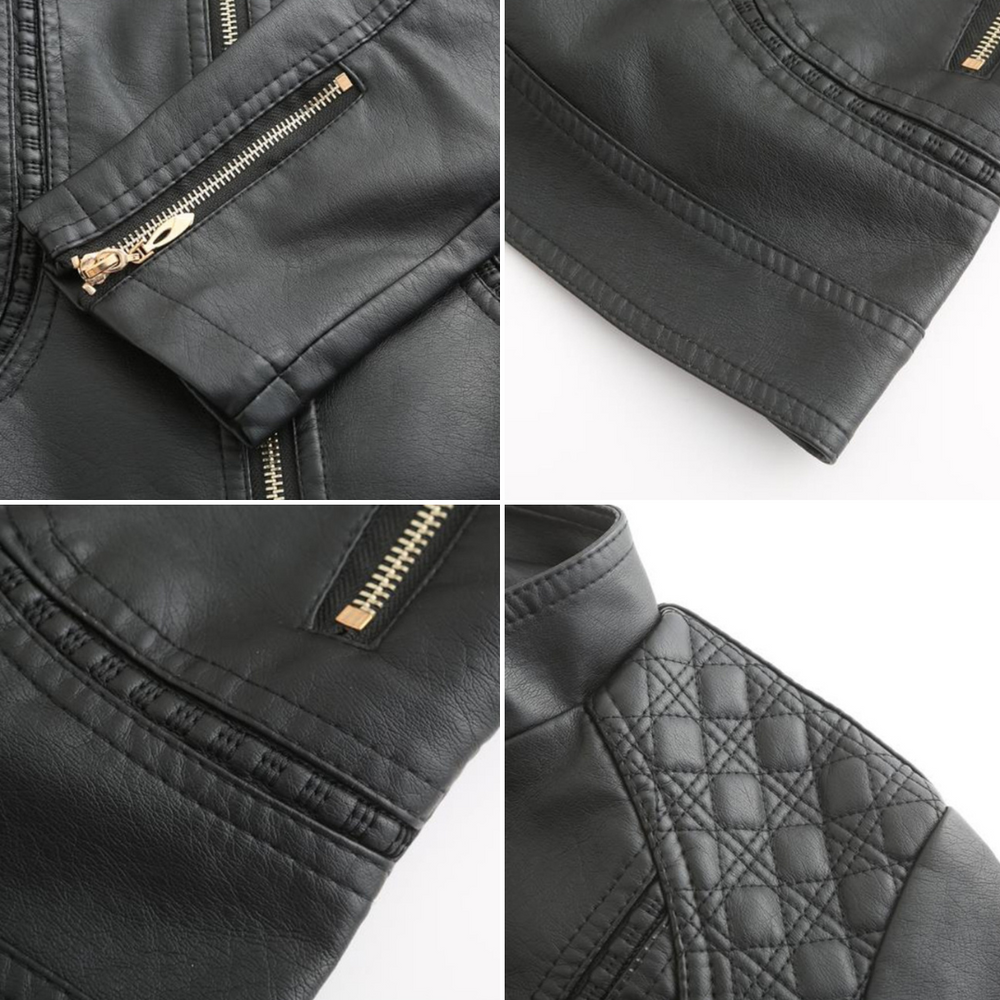 Alba | Women's Fitted Leather Jacket Faux Cropped