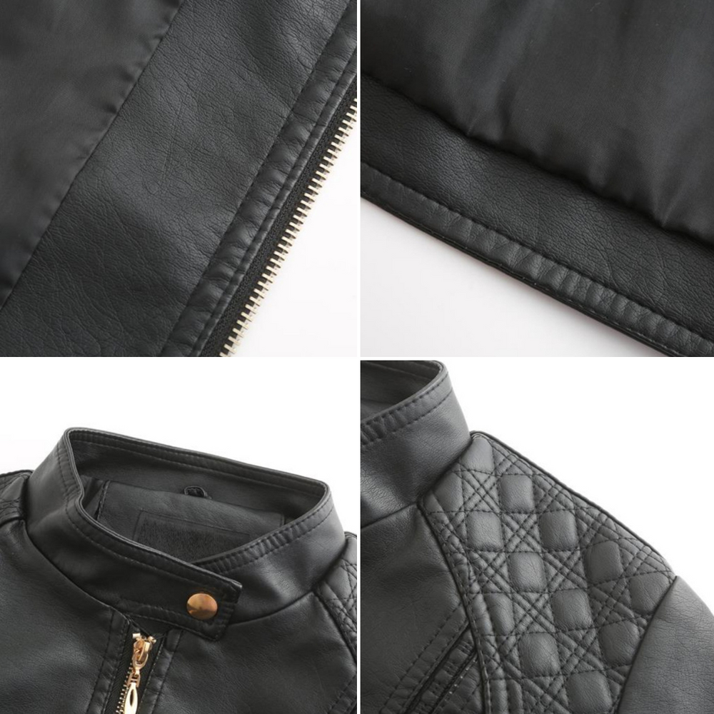 Alba | Women's Fitted Leather Jacket Faux Cropped