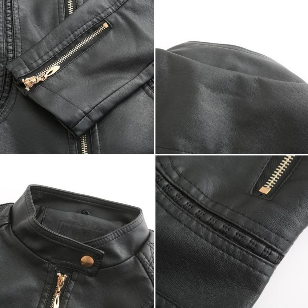 Alba | Women's Fitted Leather Jacket Faux Cropped