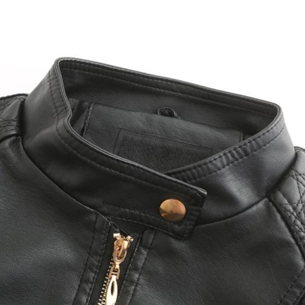 Alba | Women's Fitted Leather Jacket Faux Cropped