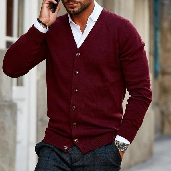 Aleksander | Men's Knit Cardigan Sweater Slim Fit Open Front