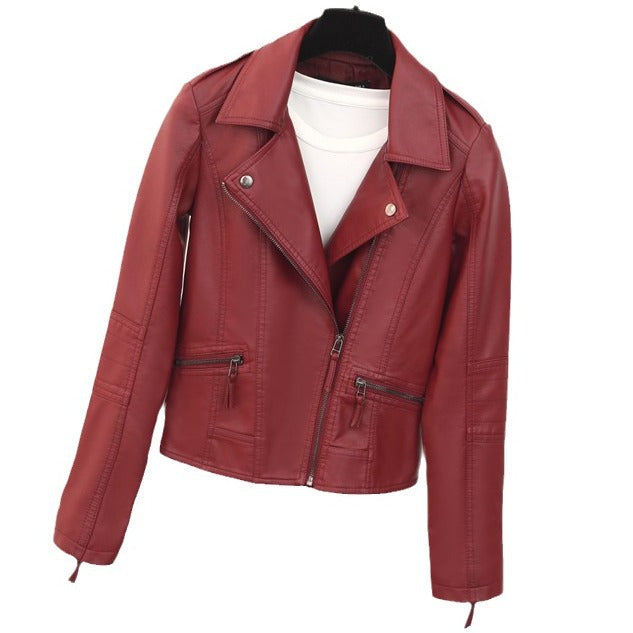 Alessa | Women's Asymmetric Zip Leather Jacket Biker