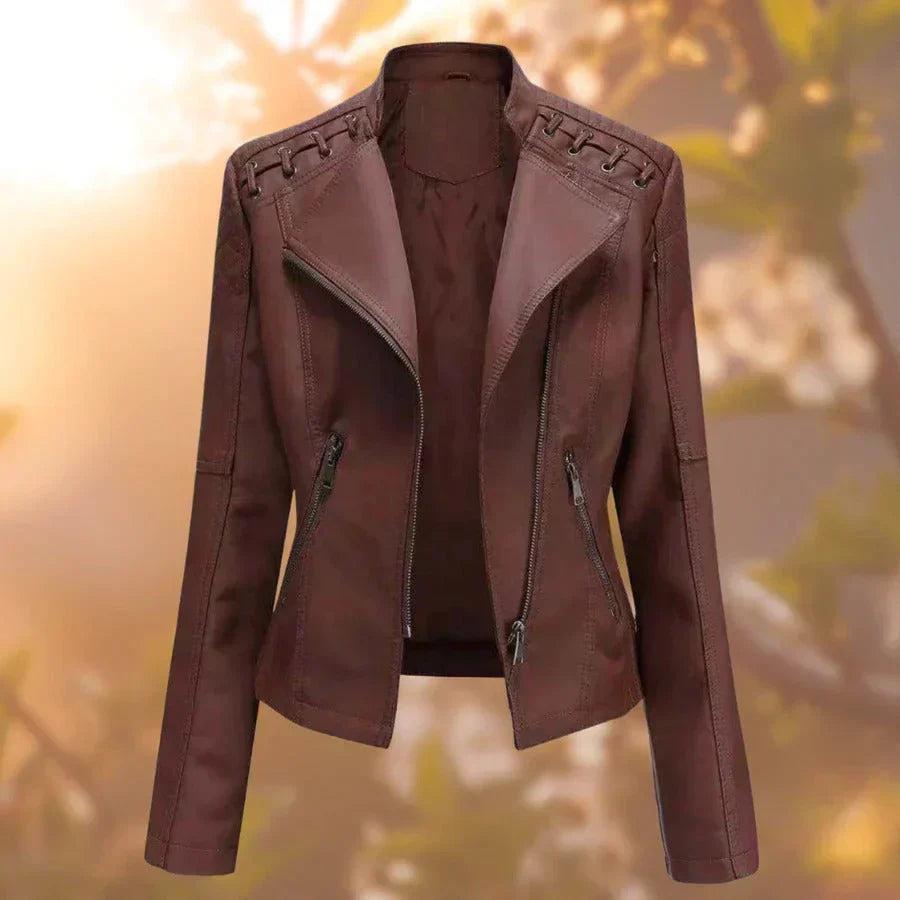Alina | Women's Belted Leather Jacket Faux