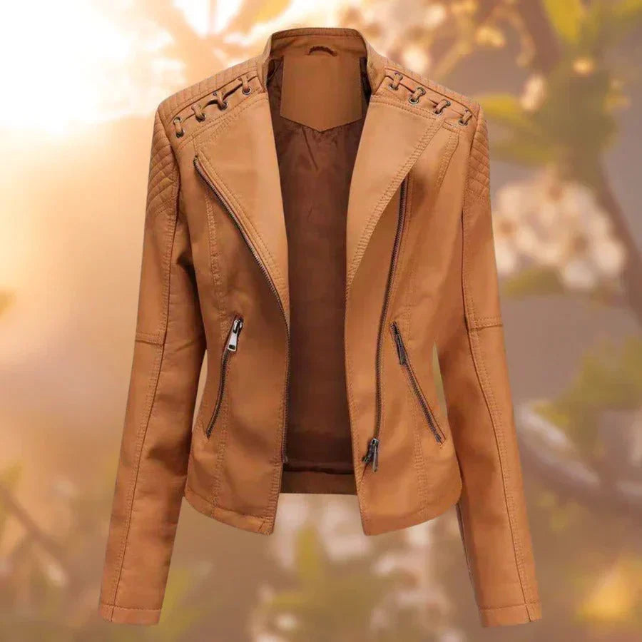 Alina | Women's Belted Leather Jacket Faux