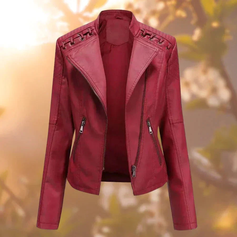 Alina | Women's Belted Leather Jacket Faux