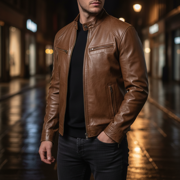 Alistair | Men's Slim Fit Leather Jacket Biker