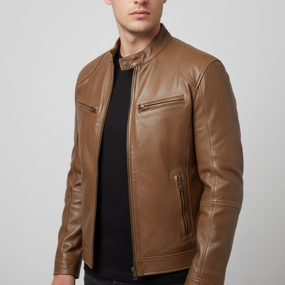 Alistair | Men's Slim Fit Leather Jacket Biker