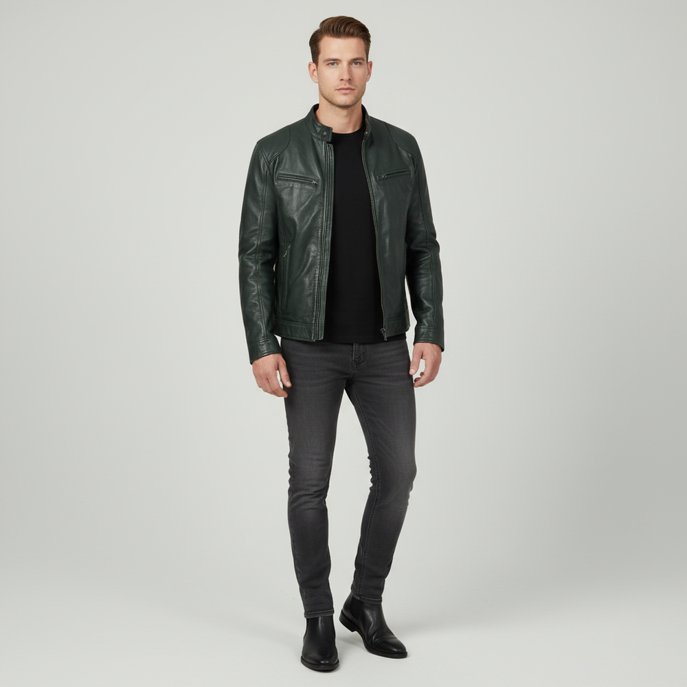 Alistair | Men's Slim Fit Leather Jacket Biker