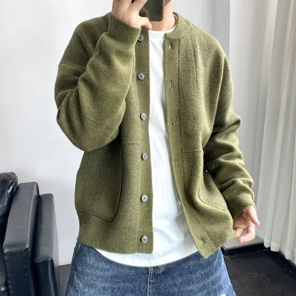 Aloysius | Men's Chunky Knit Cardigan Sweater Button up