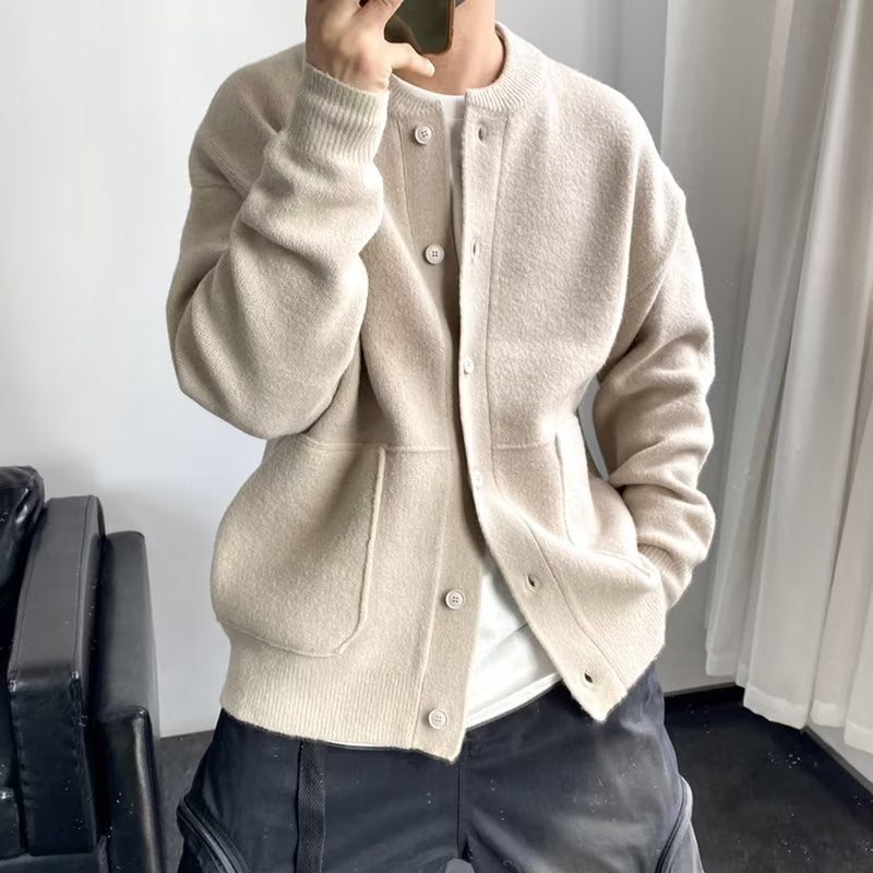 Aloysius | Men's Chunky Knit Cardigan Sweater Button up