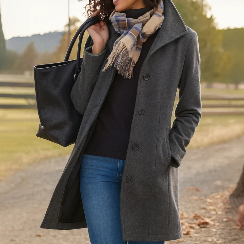 Alva | Women's Buttoned Trench Coat Classic Long