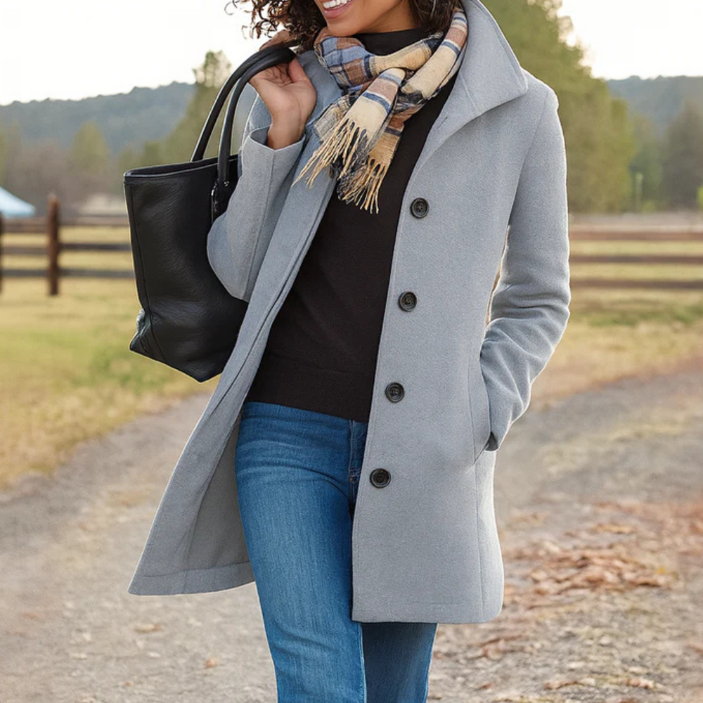 Alva | Women's Buttoned Trench Coat Classic Long