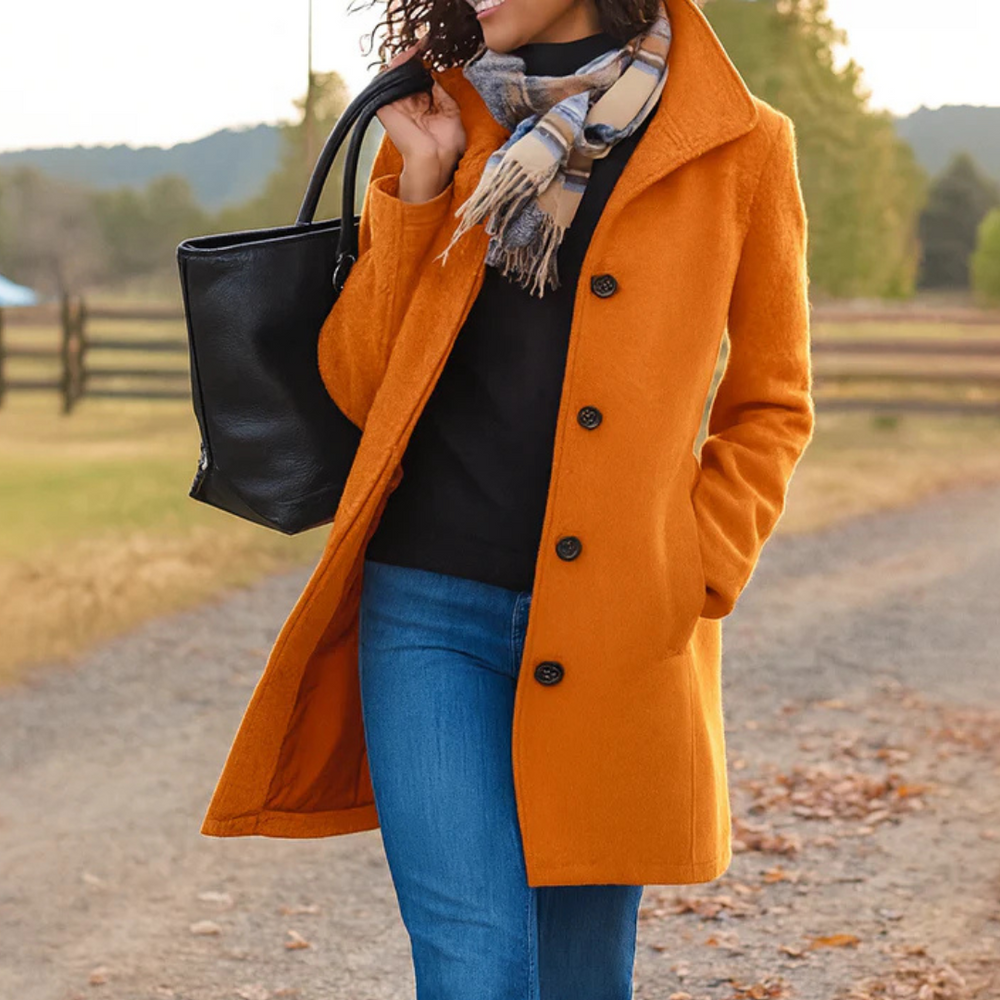 Alva | Women's Buttoned Trench Coat Classic Long
