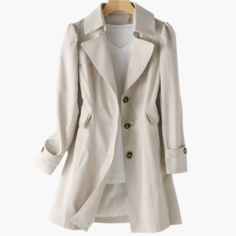 Amara | Women's Long Buttoned Trench Coat Classic