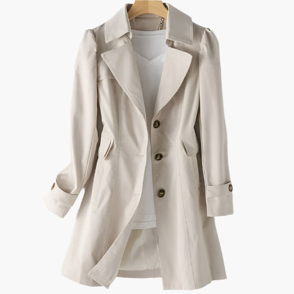 Amara | Women's Long Buttoned Trench Coat Classic