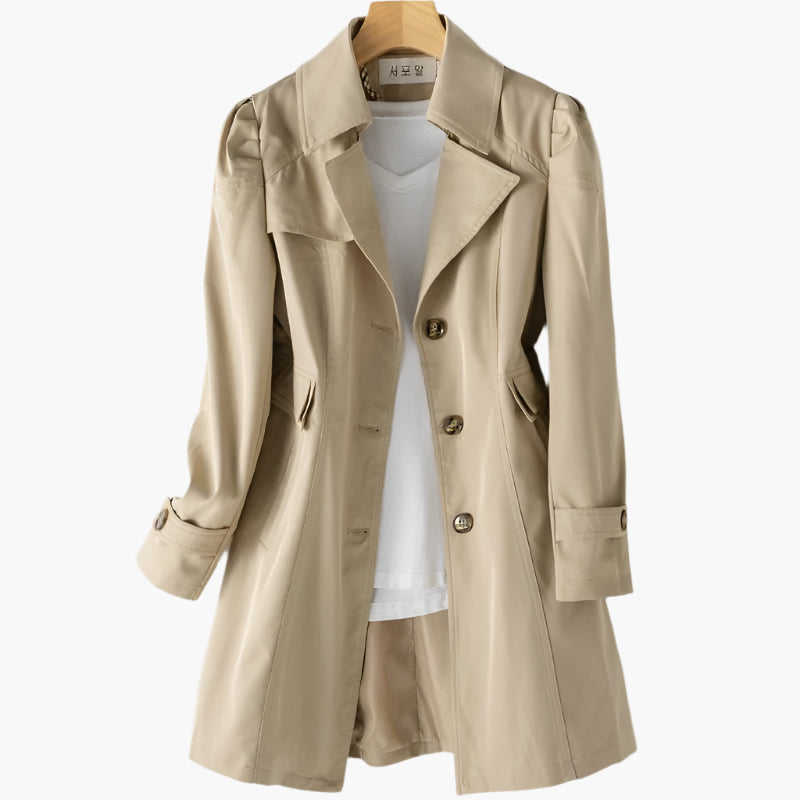 Amara | Women's Long Buttoned Trench Coat Classic