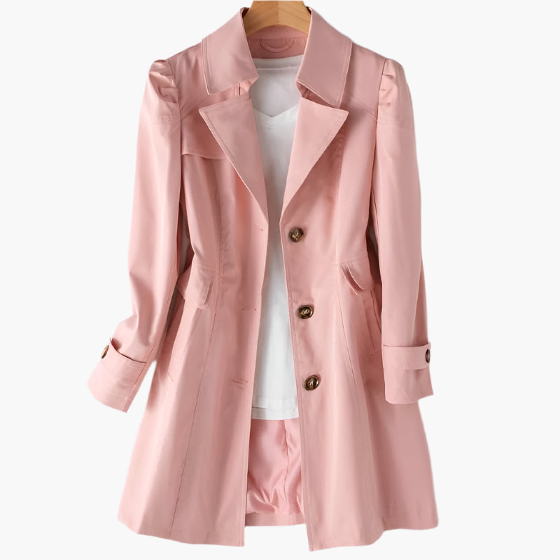 Amara | Women's Long Buttoned Trench Coat Classic