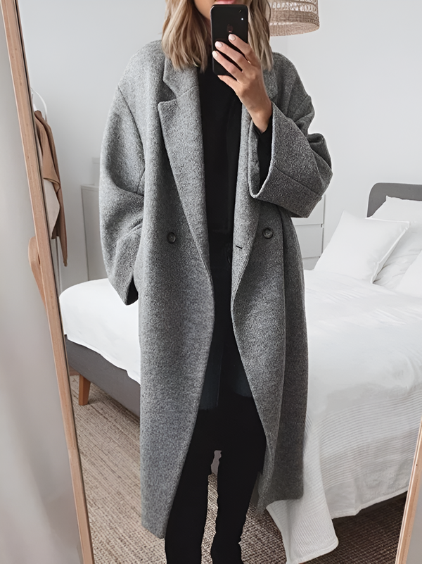 Anika | Women's Oversized Buttoned Trench Coat Long