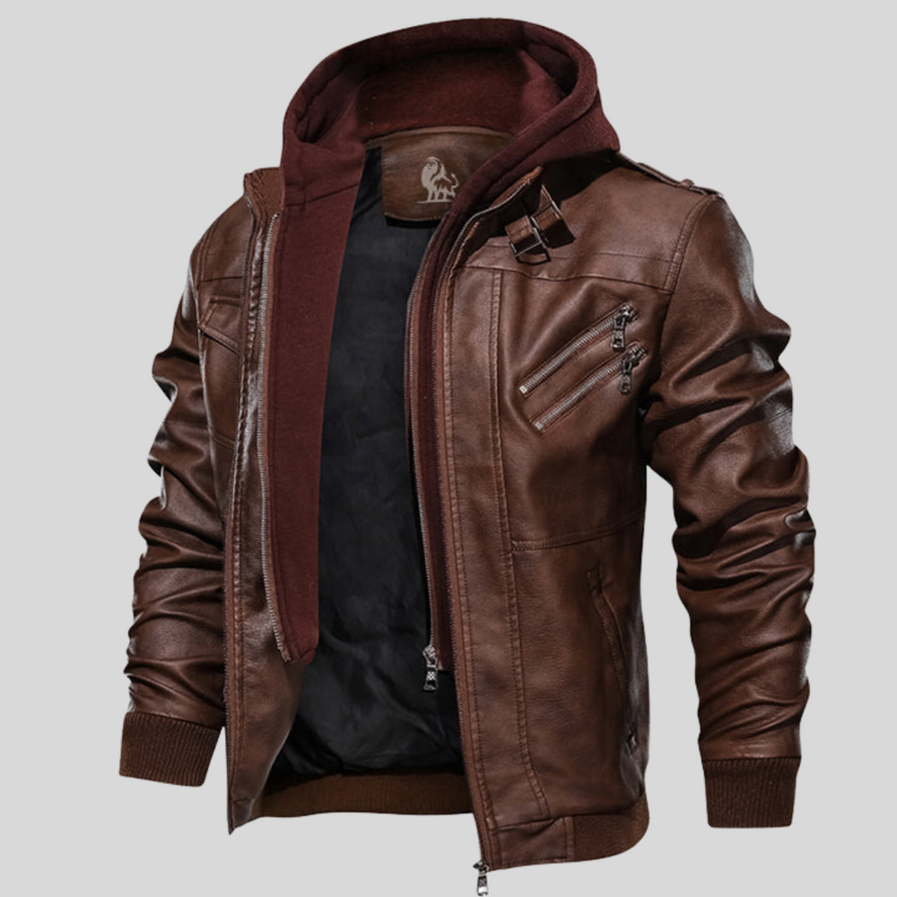 Armand | Men's Hooded Leather Jacket Faux