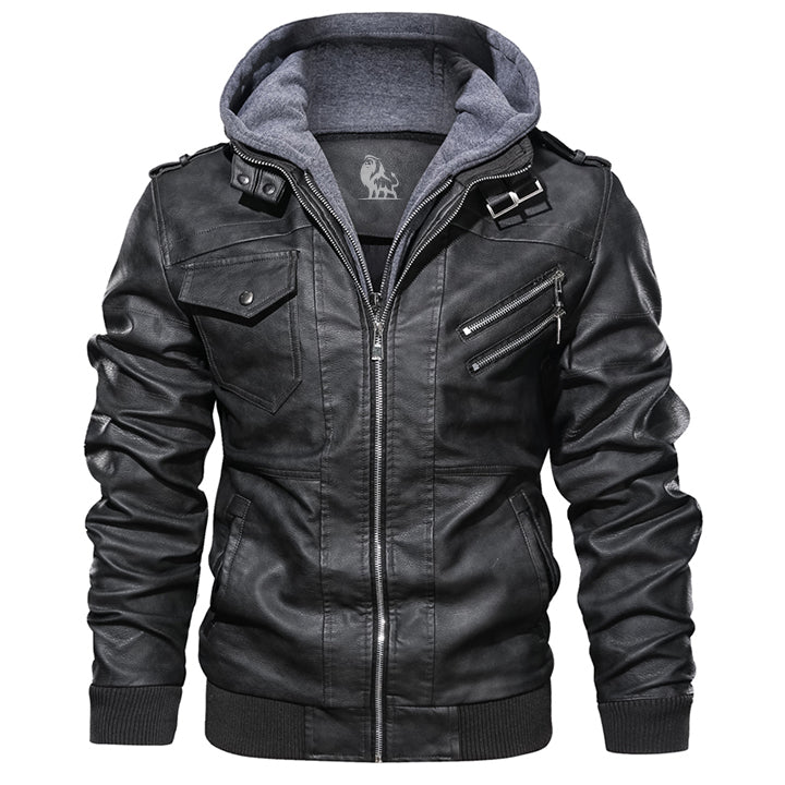 Armand | Men's Hooded Leather Jacket Faux