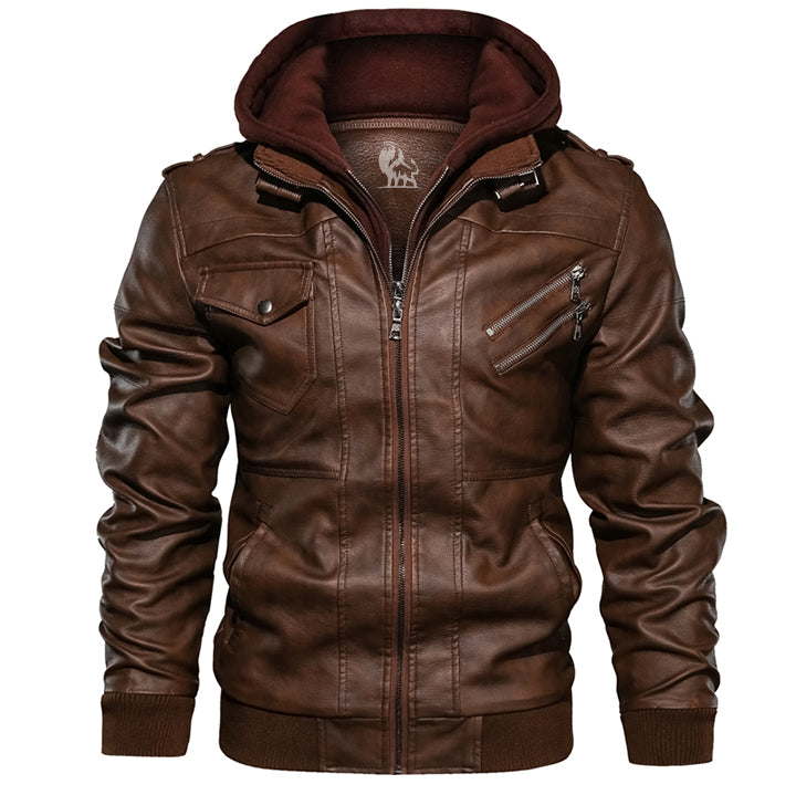 Armand | Men's Hooded Leather Jacket Faux