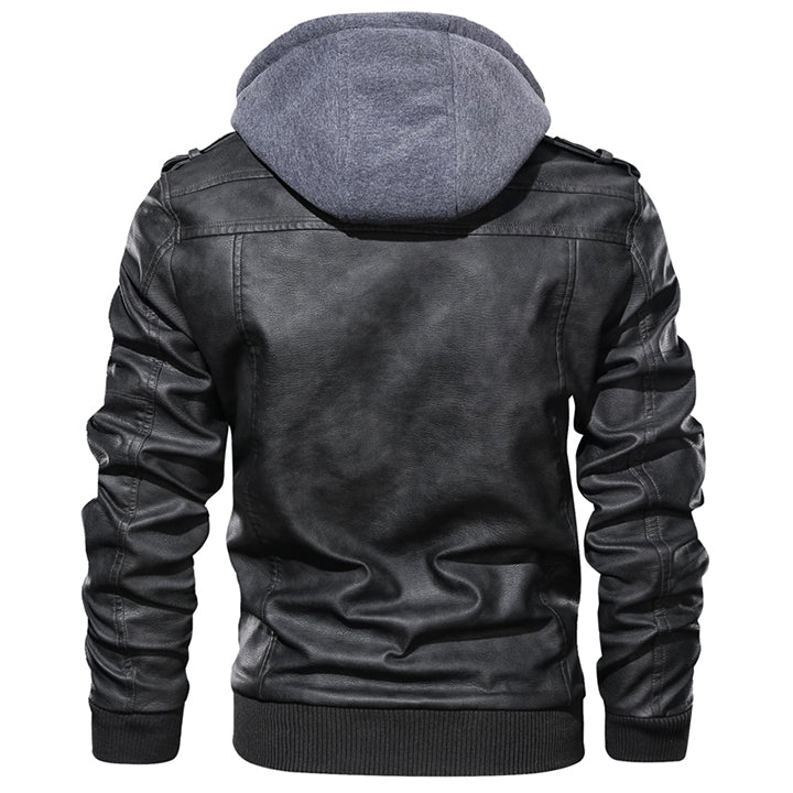 Armand | Men's Hooded Leather Jacket Faux