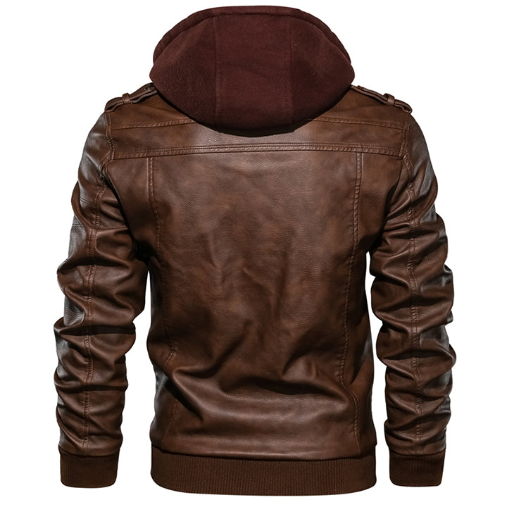Armand | Men's Hooded Leather Jacket Faux