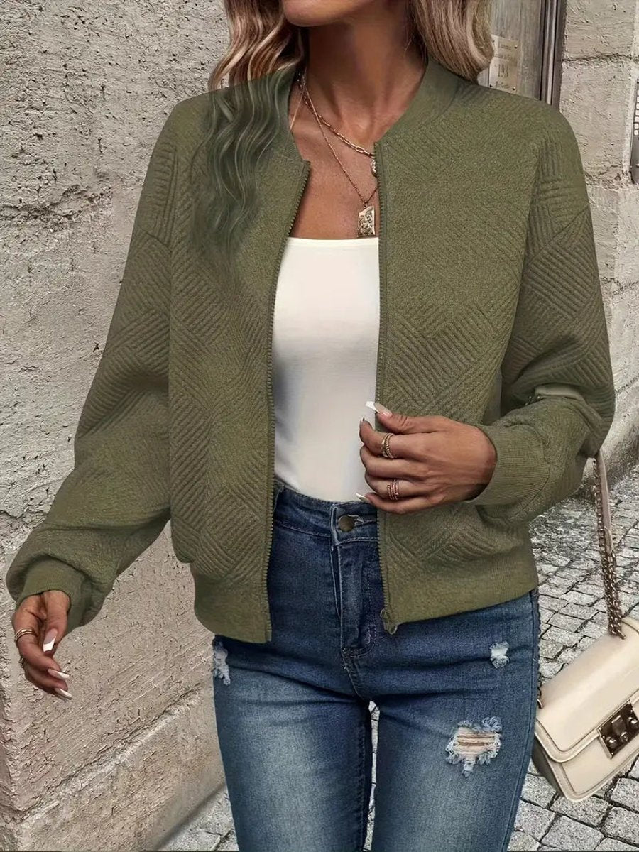 Etta | Women's Cropped Quilted Zip up Sweater