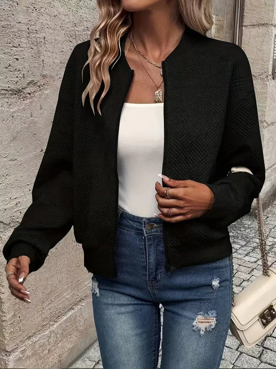 Etta | Women's Cropped Quilted Zip up Sweater