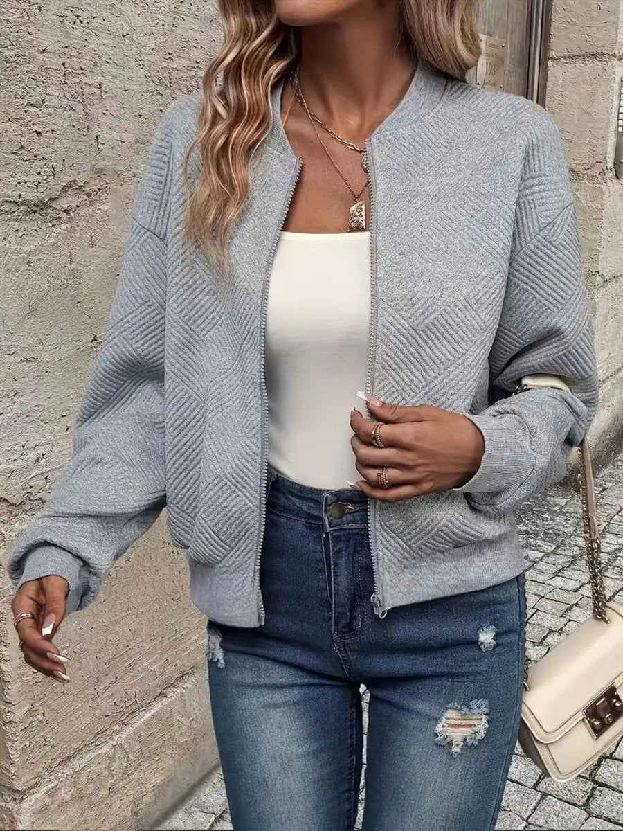 Etta | Women's Cropped Quilted Zip up Sweater