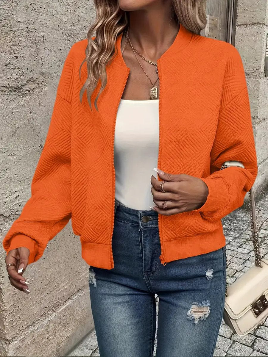 Etta | Women's Cropped Quilted Zip up Sweater