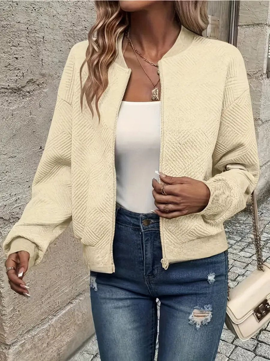 Etta | Women's Cropped Quilted Zip up Sweater