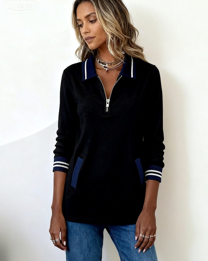 Fabienne | Women's Oversized Collared Zip up Sweater