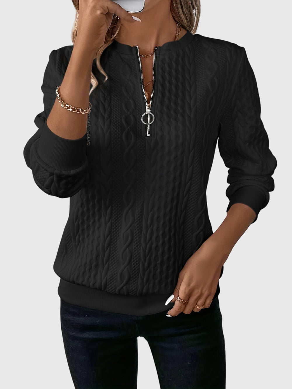 Faye | Women's Zip up Sweater Knitted Soft Knit