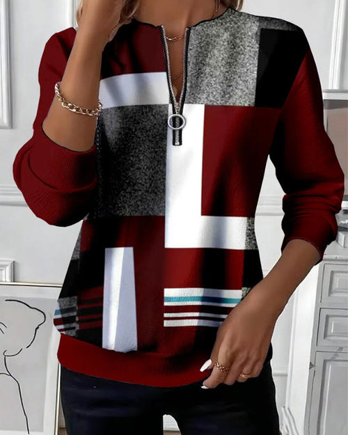 Fenna | Women's Half Zip Sweater Floral Knitted