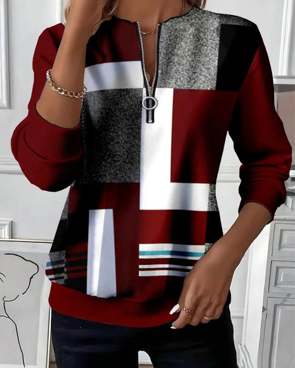 Fenna | Women's Half Zip Sweater Floral Knitted