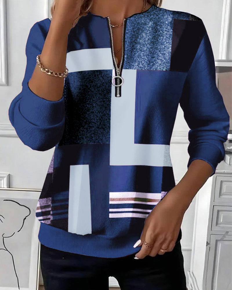 Fenna | Women's Half Zip Sweater Floral Knitted