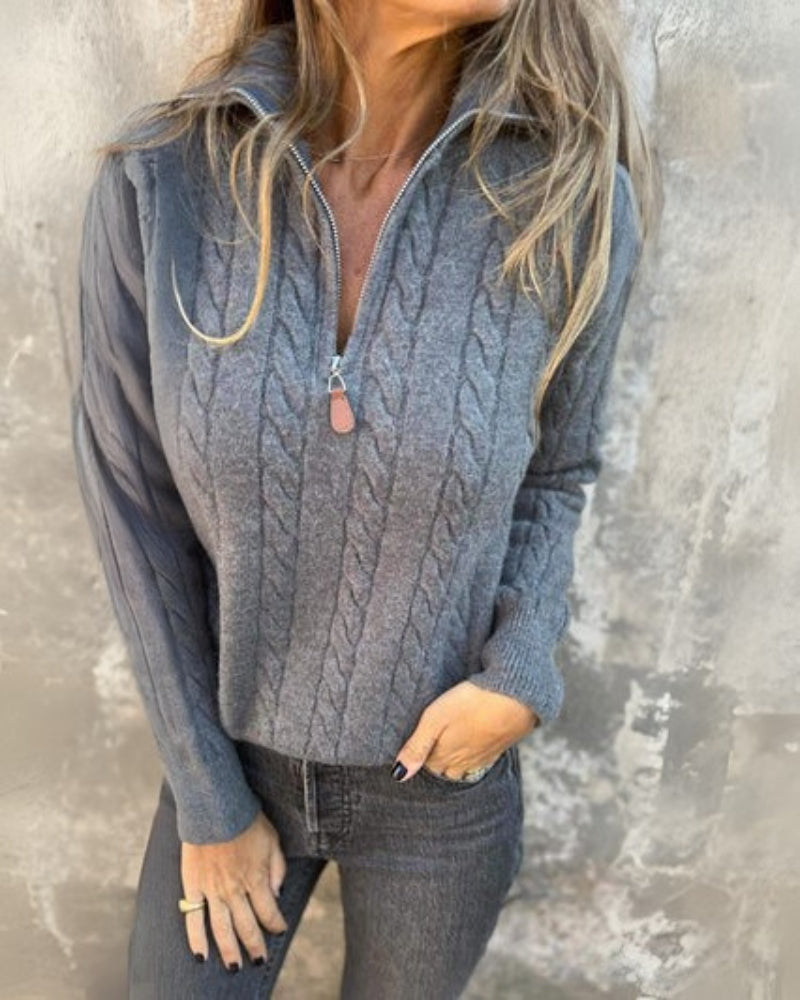 Fiona | Women's Zip up Sweater Knitted