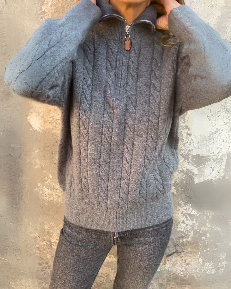 Fiona | Women's Zip up Sweater Knitted