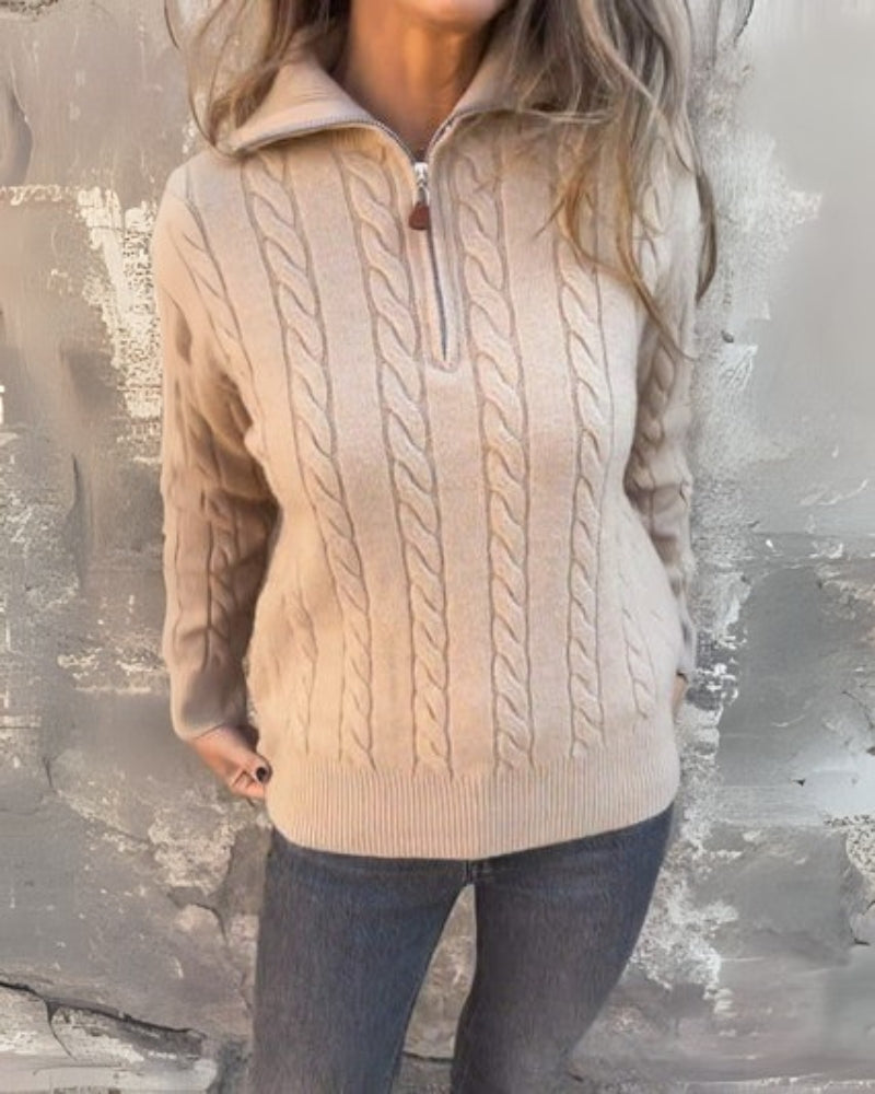 Fiona | Women's Zip up Sweater Knitted