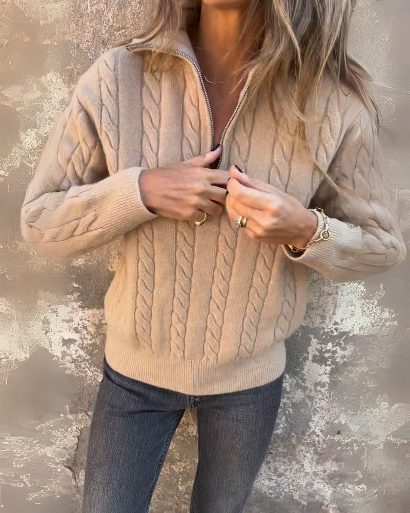 Fiona | Women's Zip up Sweater Knitted