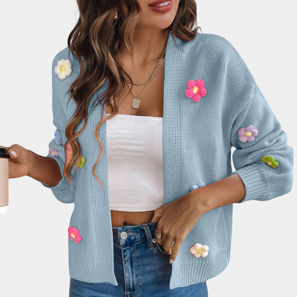 Gabrielle | Women's Floral Knitted Cardigan Open Front