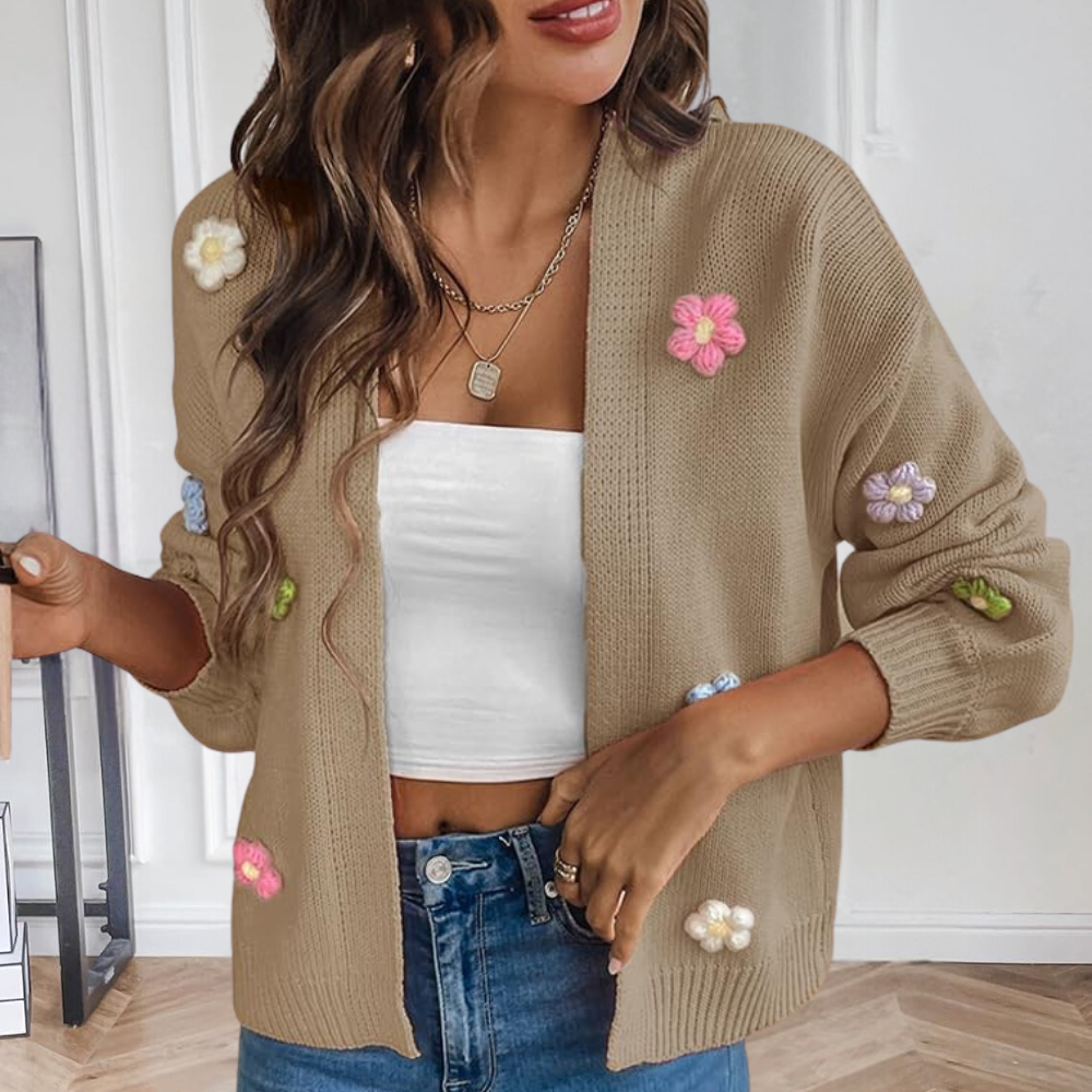 Gabrielle | Women's Floral Knitted Cardigan Open Front