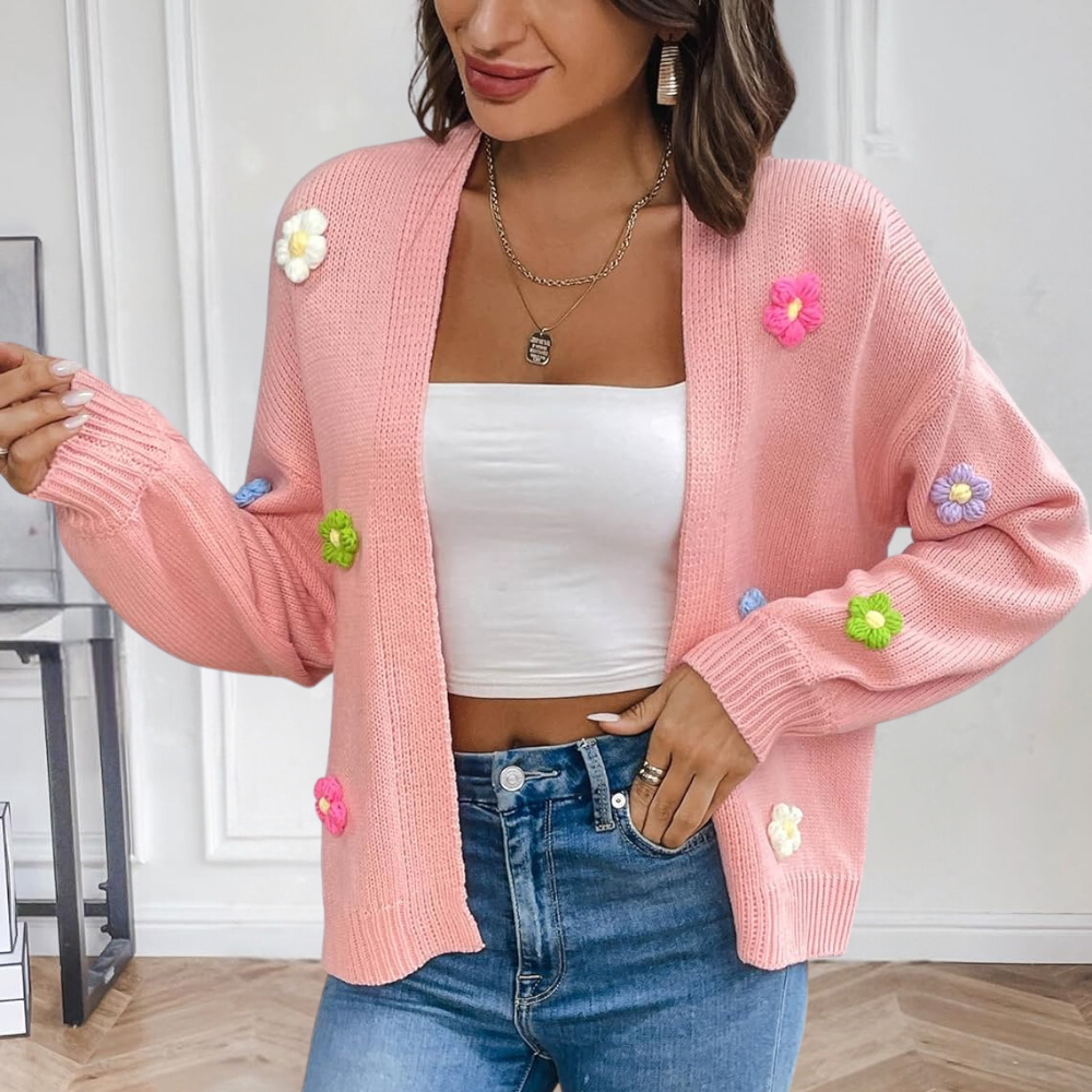 Gabrielle | Women's Floral Knitted Cardigan Open Front